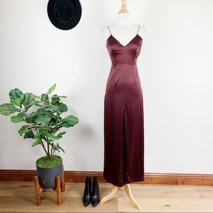New H&M plum split front maxi dress